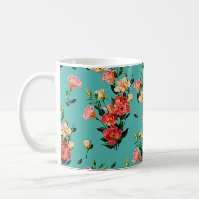 Seamless floral pattern in victorian style. Bouque Coffee Mug (Left)