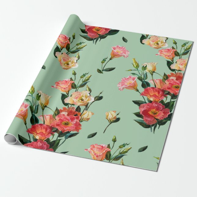 Seamless floral pattern in victorian style. Bouque Wrapping Paper (Unrolled)
