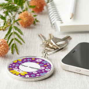 Seamless Floral Pattern Key Ring