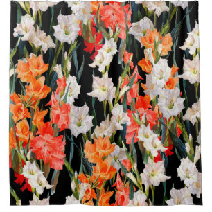 Seamless floral pattern. Multicolored gladiolus on Shower Curtain