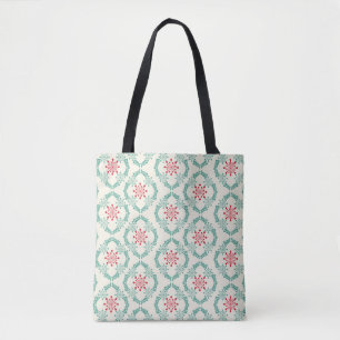 Seamless floral pattern of abstract flowers and le tote bag