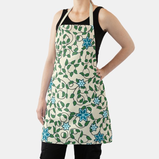 Seamless floral pattern on beige background apron (Insitu)