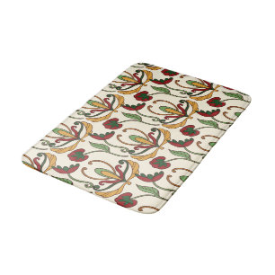 Seamless floral pattern on beige background bath mat