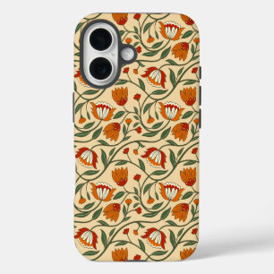 Seamless floral pattern on beige background iPhone 16 case