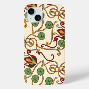 Seamless floral pattern on beige background iPhone 15 mini case