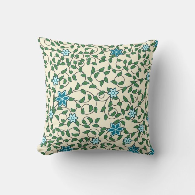 Seamless floral pattern on beige background cushion (Front)