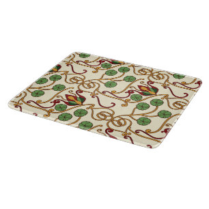 Seamless floral pattern on beige background cutting board