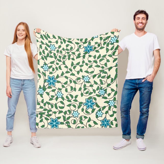 Seamless floral pattern on beige background fleece blanket (In Situ)