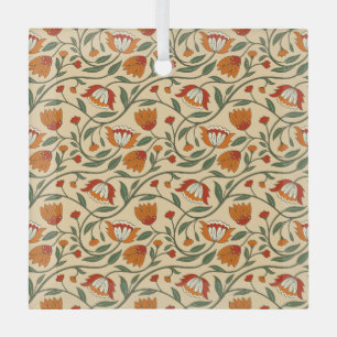 Seamless floral pattern on beige background glass tree decoration
