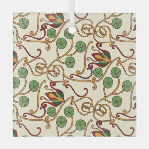 Seamless floral pattern on beige background glass tree decoration