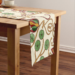 Seamless floral pattern on beige background short table runner