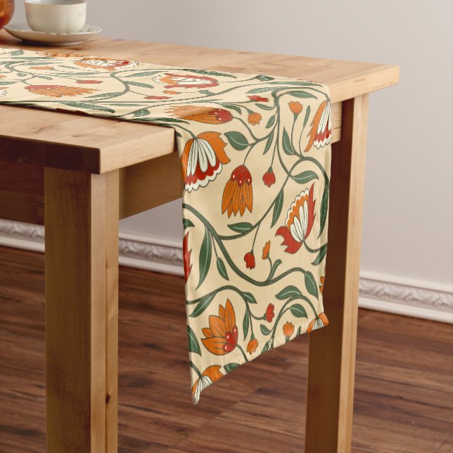 Seamless floral pattern on beige background short table runner (In Situ)