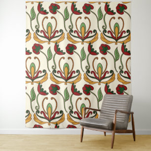 Seamless floral pattern on beige background tapestry