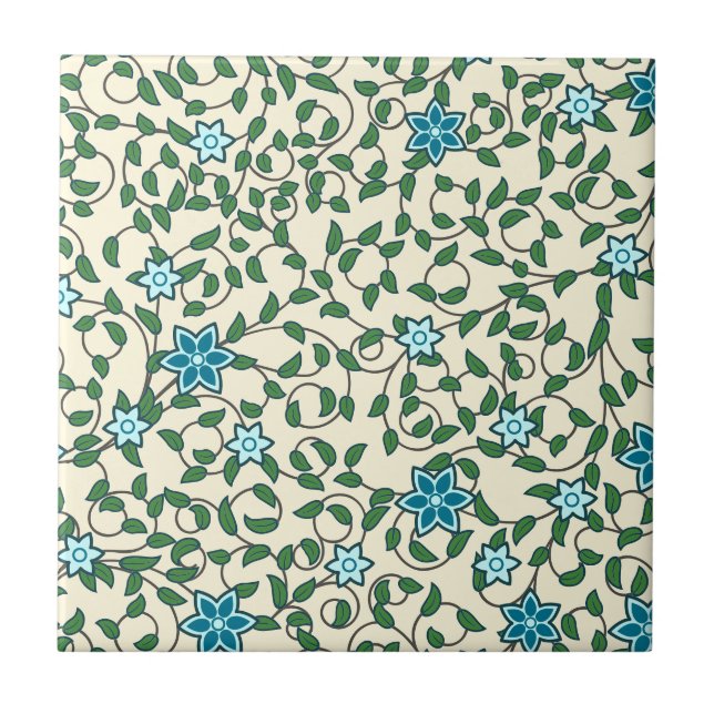 Seamless floral pattern on beige background tile (Front)