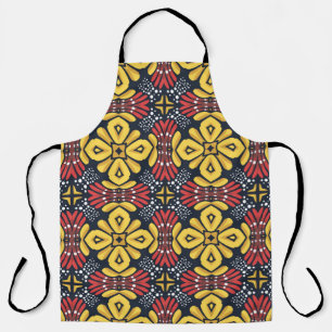 Seamless floral pattern on black background apron