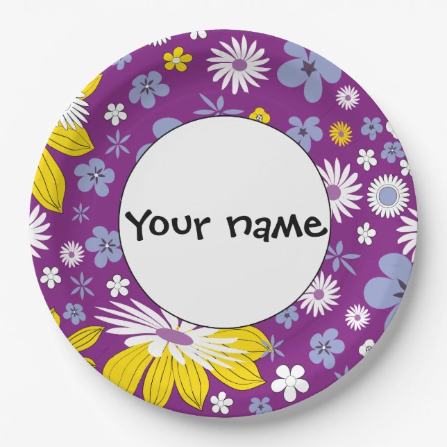 Seamless Floral Pattern Paper Plate (Front)