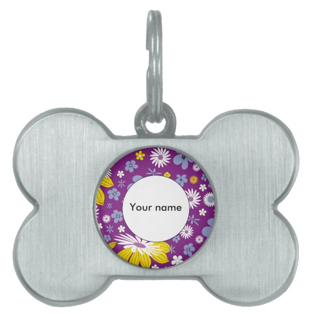 Seamless Floral Pattern Pet ID Tag (Front)