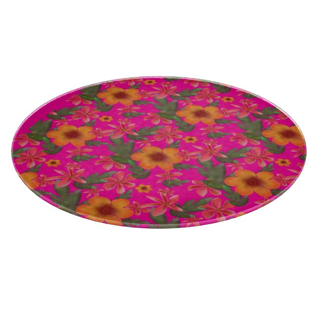 Seamless Floral Pattern Red Flowers Cute Botanical Cutting Board (Corner)
