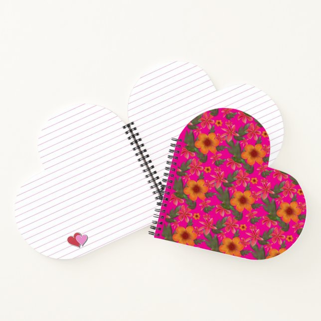 Seamless Floral Pattern Red Flowers Cute Botanical Notebook (Inside)