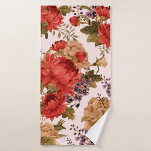 Seamless floral pattern roses with chrysanthemum a bath towel