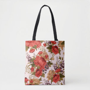 Seamless floral pattern roses with chrysanthemum a tote bag