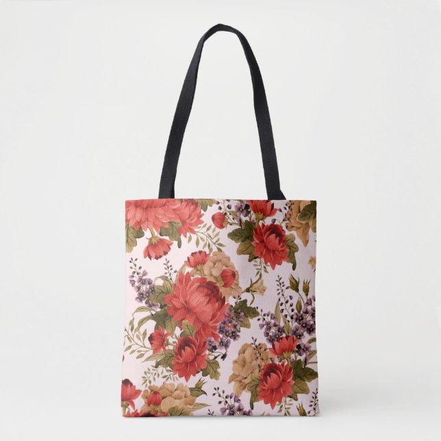 Seamless floral pattern roses with chrysanthemum a tote bag (Front)