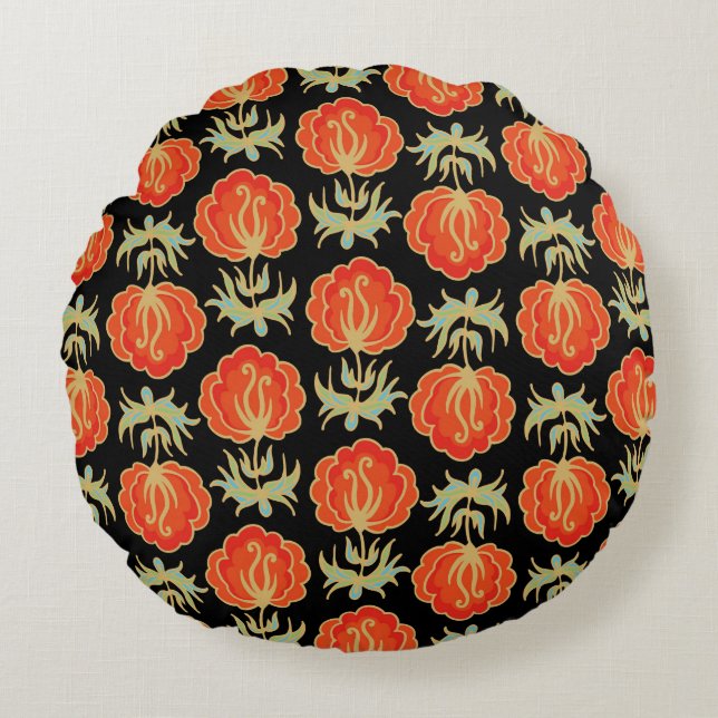 Seamless floral pattern round cushion (Front)