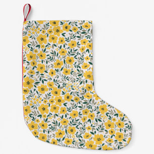 Seamless floral pattern, Small yellow flowers. Wh Christmas Stocking