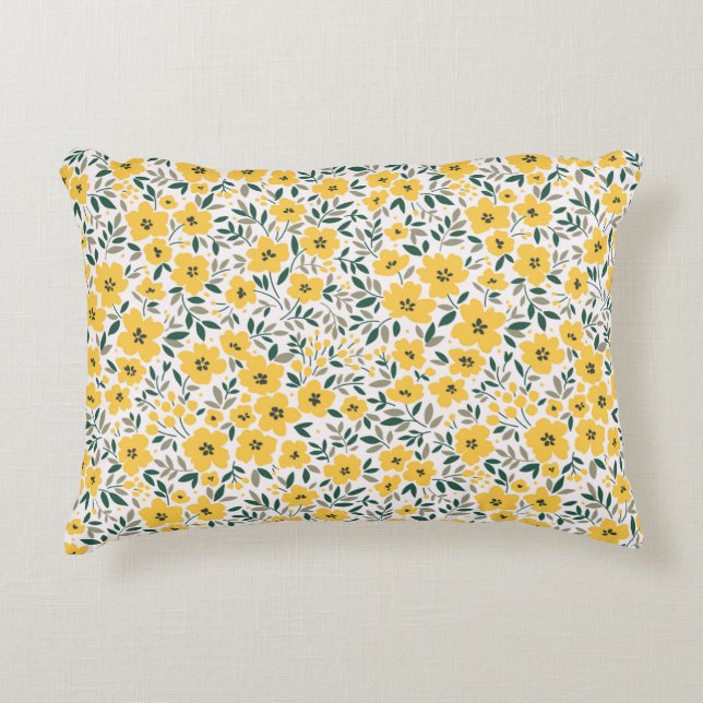 Seamless floral pattern,  Small yellow flowers. Wh Decorative Cushion (Front)