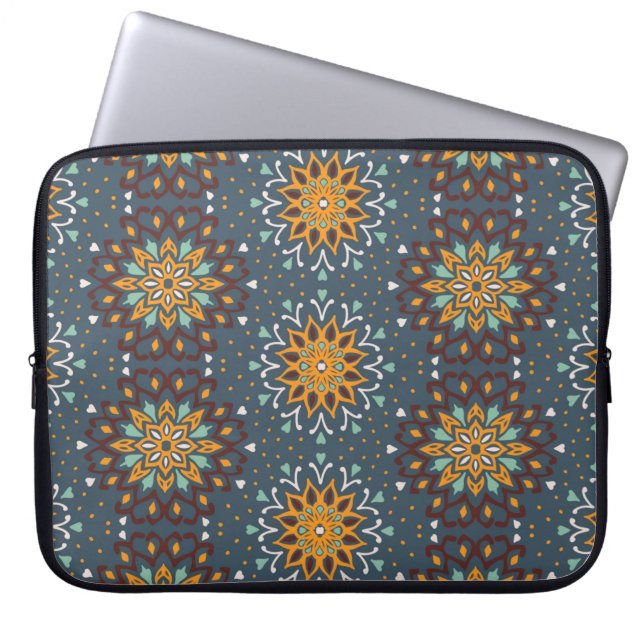 Seamless floral pattern. Stylised doodle flowers.  Laptop Sleeve (Front)