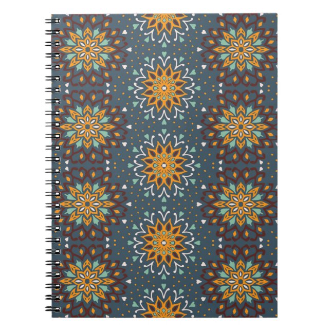 Seamless floral pattern. Stylised doodle flowers.  Notebook (Front)