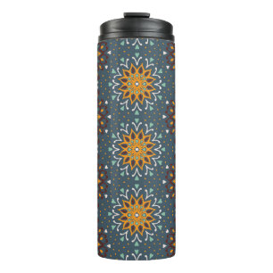 Seamless floral pattern. Stylised doodle flowers. Thermal Tumbler