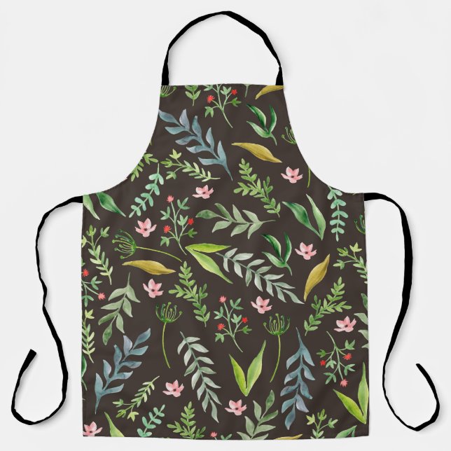 Seamless floral pattern. Watercolor hand drawn Apron (Front)