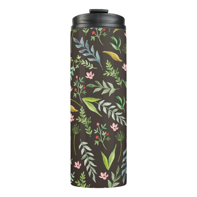 Seamless floral pattern. Watercolor hand drawn Thermal Tumbler (Front)