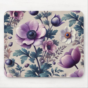 seamless floral pattern with anemone beautiful mouse mat