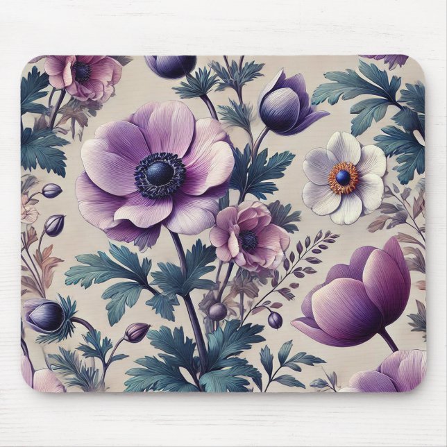 seamless floral pattern with anemone beautiful  mouse mat (Front)