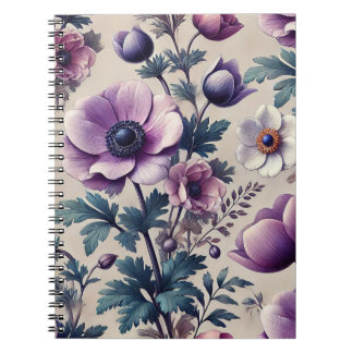 seamless floral pattern with anemone beautiful  notebook