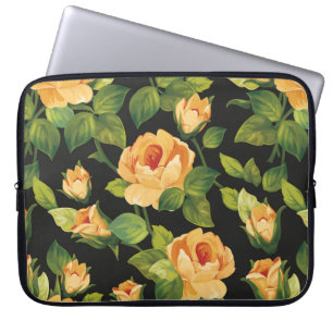 Seamless floral pattern with beautiful roses laptop sleeve