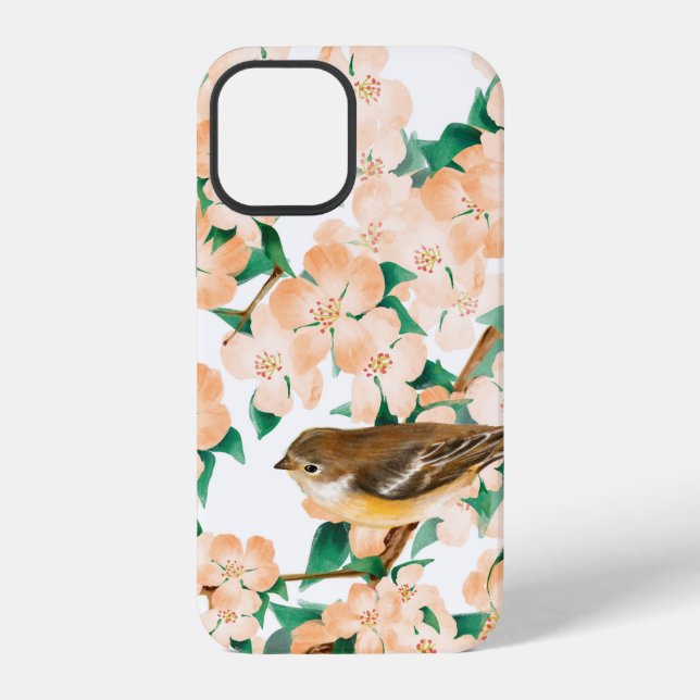 Seamless floral pattern with birds iPhone case (Back)