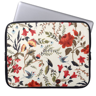 Seamless floral pattern with birds laptop sleeve