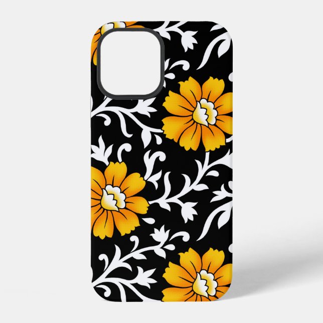 Seamless Floral Pattern with Black Backgroundart,b iPhone Case (Back)
