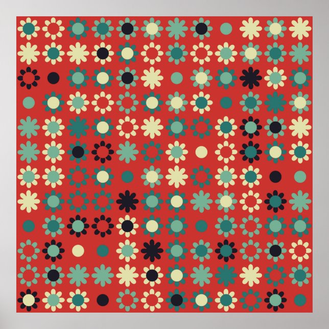 Seamless floral pattern with coloured elements,  v poster (Front)