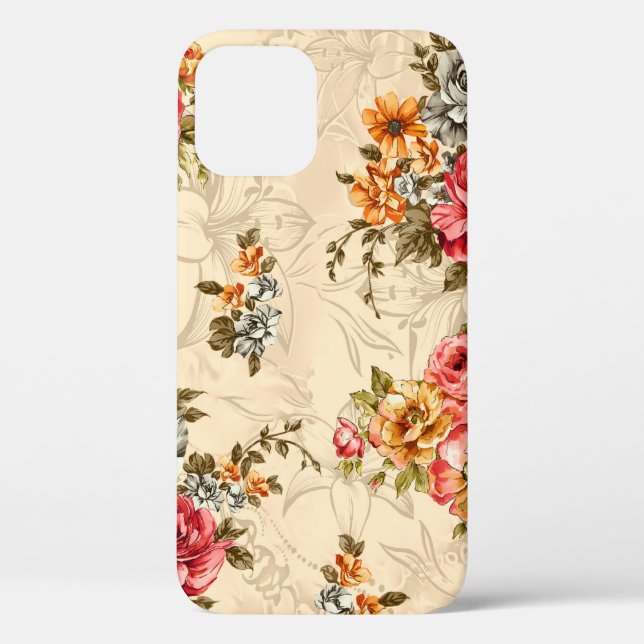Seamless floral pattern with flowers and creeam ba Case-Mate iPhone case (Back)