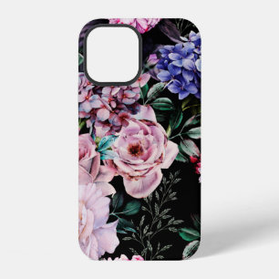 Seamless floral pattern with flowers on dark backg iPhone 12 case