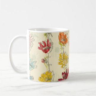 Seamless Floral Pattern With hand-drawn flowers Coffee Mug