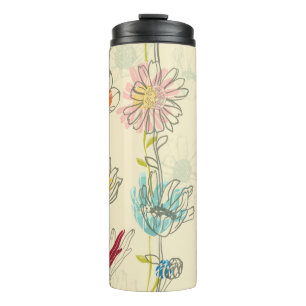 Seamless Floral Pattern With hand-drawn flowers Thermal Tumbler