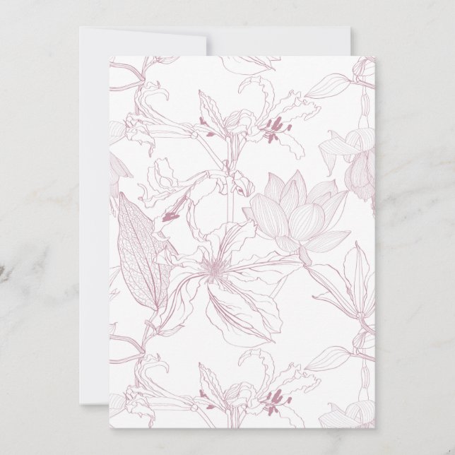 Seamless floral pattern with line tropical flowers holiday card (Front)