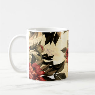Seamless floral pattern with red and orange roses  coffee mug