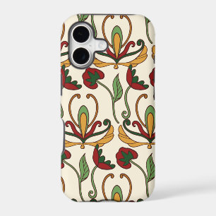 Seamless floral pattern with red and yellow