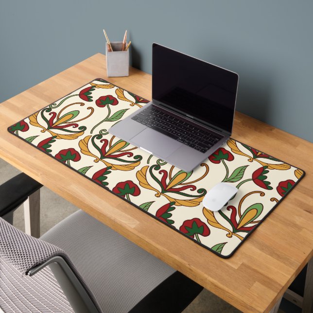 Seamless floral pattern with red and yellow  desk mat (Office 2)